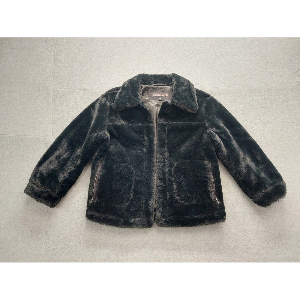 Urban Republic Collection Women Faux Fur Jacket M Black Full Zip Cozy Outdoor